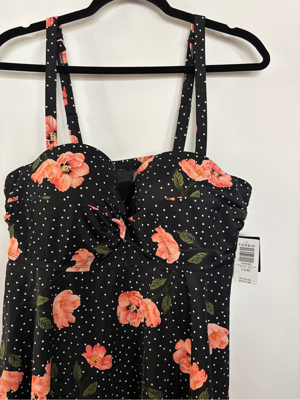 TORRID Tankini Floral Dot Twist Front Underwire Top size 2-D/DD NWT - Picture 5 of 16
